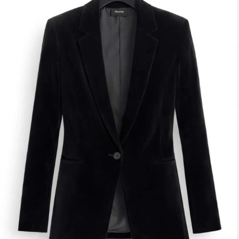 Theory Black Velvet Power Jacket | One-Button Blazer | Size 4